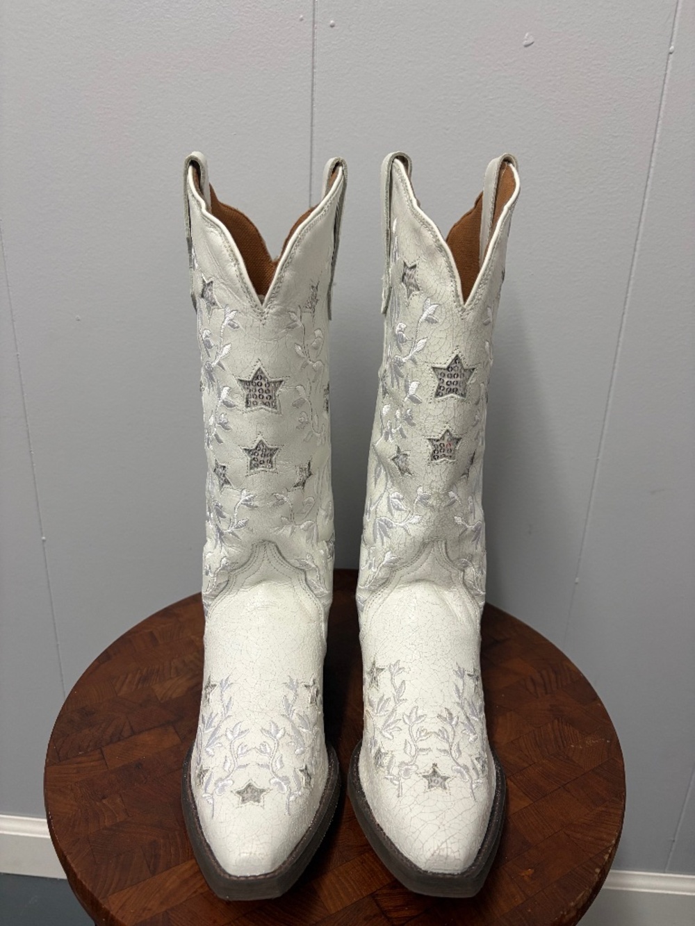 Laredo Women's Lucky Star White Western Boots Size 8.5